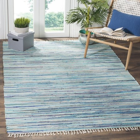 Safavieh 4 x 4 ft. Rag Rug Hand Woven Square Area Rug Turquoise & Multi-Color RAR129C-4SQ